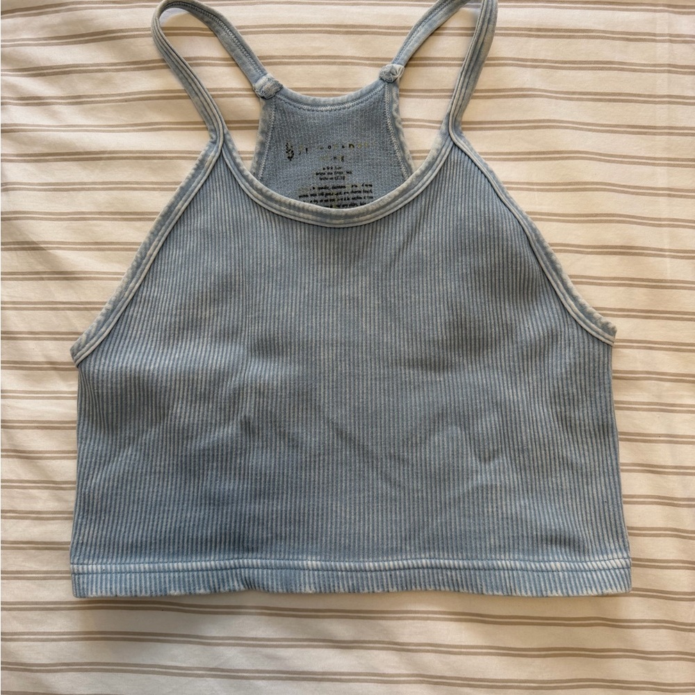 FP Movement by Free People Blue Ribbed Tank Top